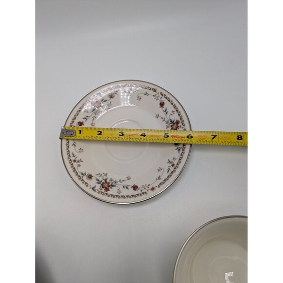 Adagio by Noritake Ivory 7237 Footed Cup Saucer Accented Formal Floral Vintage - Picture 7 of 17